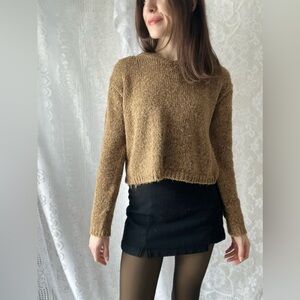 Vintage Speckled Knit Sweater Reference Point Tan Brown Textured 90s Medium Fit